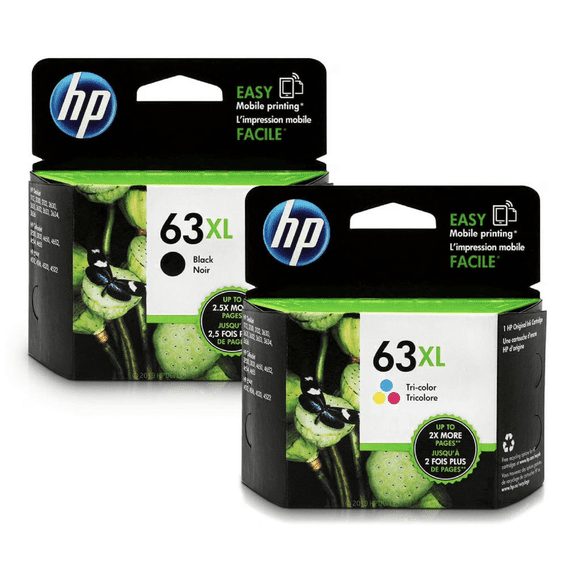 HP 63XL High Yield Black and High Yield Tri-Color Combo | Works with DeskJet 1112, 2130, 3630;Envy 4510, 4520; OfficeJet 3830, 4650, 5200 | | (Sold without Manufacturer Warranty)