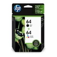 thumbnail interactive-video image 1 of HP 64 2-pack Black/Tri-color Original Ink Cartridges, X4D92AN#140, 1 of 8