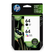 HP 64 2-pack Black/Tri-color Original Ink Cartridges, X4D92AN#140