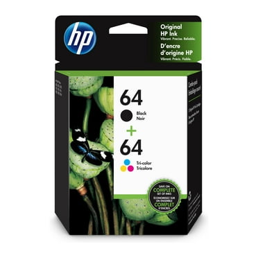 HP 64 2-pack Black/Tri-color Original Ink Cartridges, X4D92AN#140