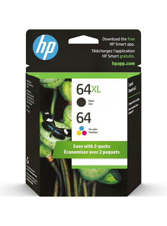 HP 64 (3YP23AN) Tri-Color & Black XL Ink Cartridge Combo Pack
