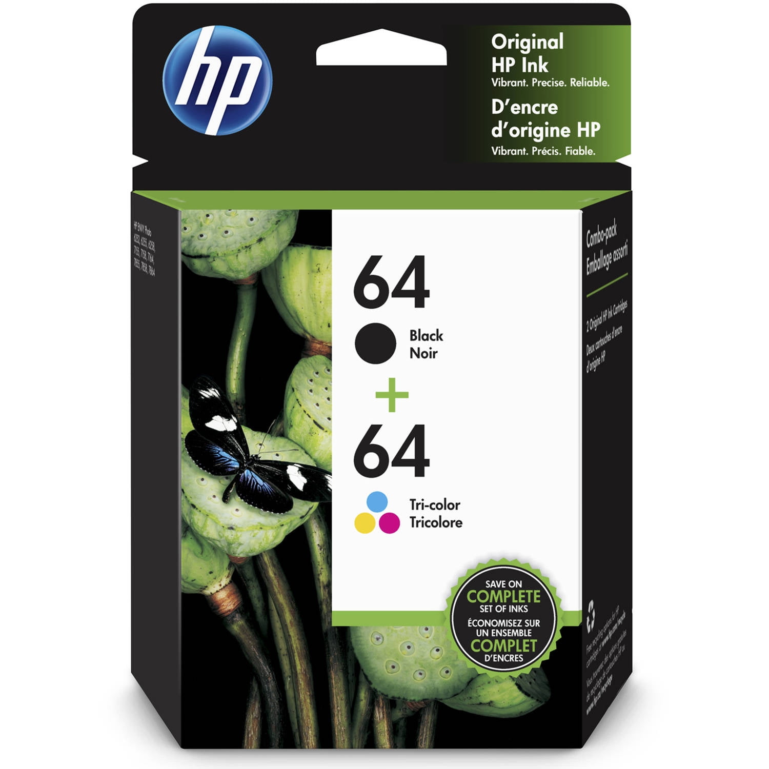 HP 64 Black/Color Ink Cartridge Combo Walmart Business Supplies