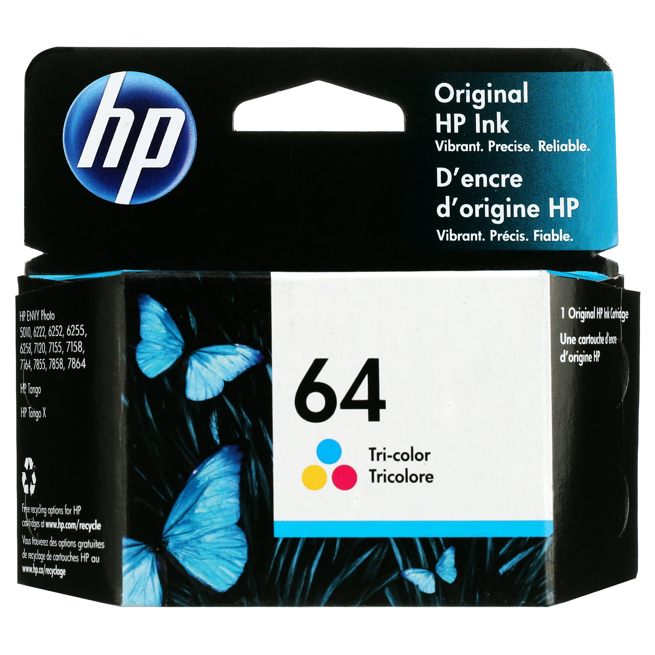 HP 64 Tri-Color Printer Cartridge with Ink Cartridge, 1 Pack Approximate 165 Pages