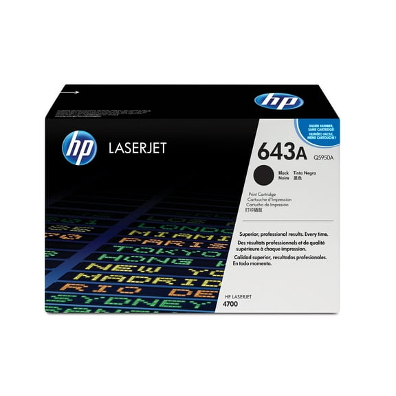 HP 643A Black Original LaserJet Toner Cartridge, ~11,000 pages, Q5950A
