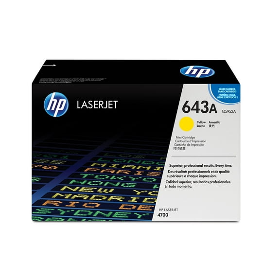 HP 643A Yellow Original LaserJet Toner Cartridge, ~10,000 pages, Q5952A