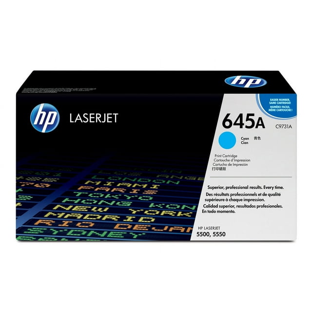 HP 645A Cyan Original LaserJet Toner Cartridge, ~12,000 pages, C9731A