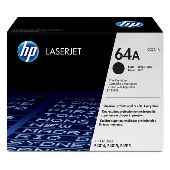 HP 64A Black Original LaserJet Toner Cartridge, ~10,000 pages, CC364A