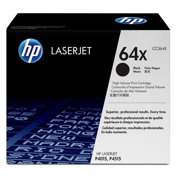 HP 64X High Yield Black Original LaserJet Toner Cartridge, ~24,000 pages, CC364X. Sold without manufacturer warranty