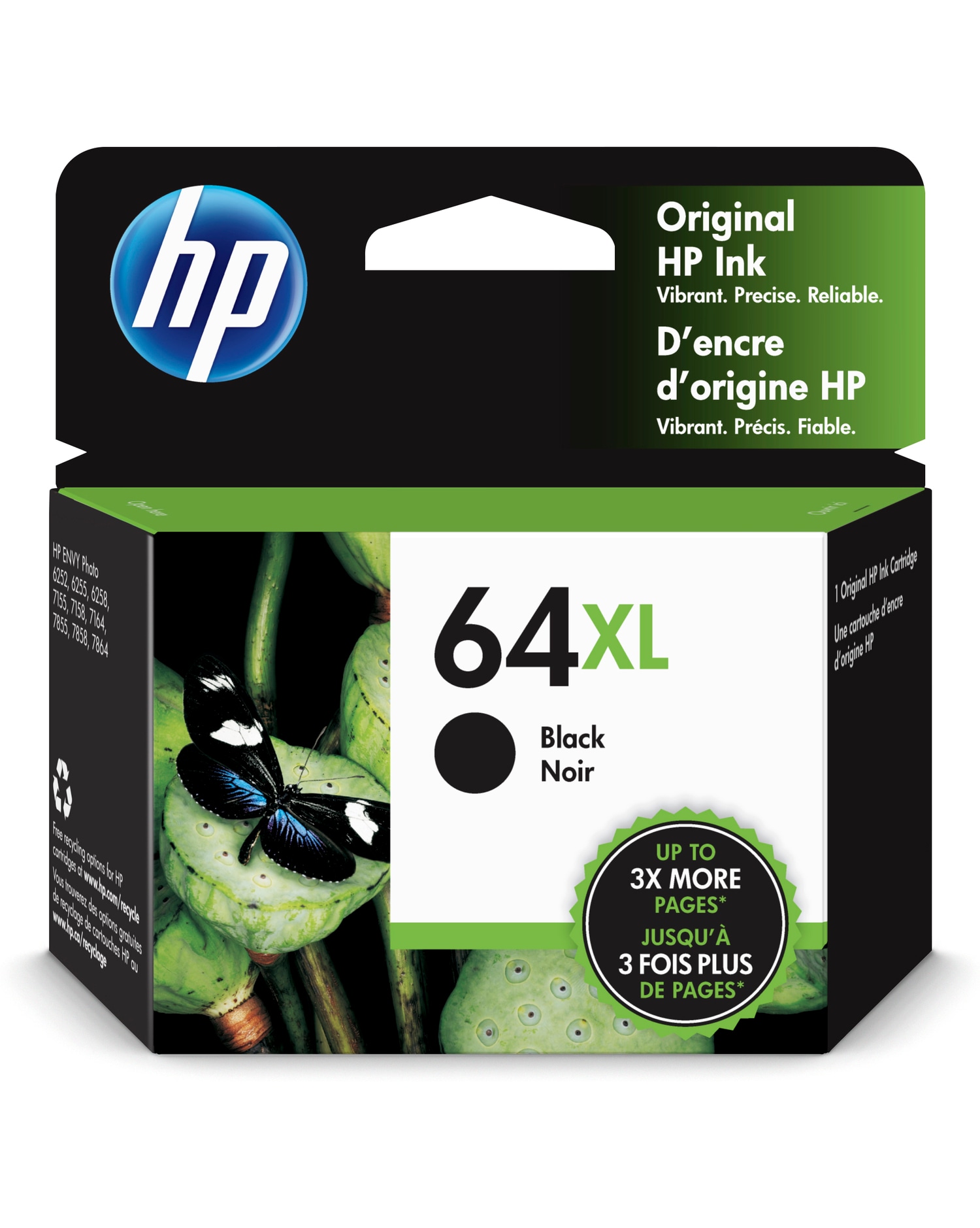 HP 64XL High Yield Black Original Ink Cartridge, ~600 pages, N9J92AN#140 - image 1 of 8