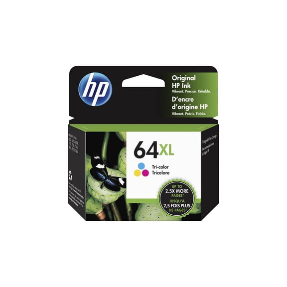 HP 64XL High Yield Black Original Ink Cartridge w/ HP 64XL TRI-COLOR ORIGINAL INK CRTG
