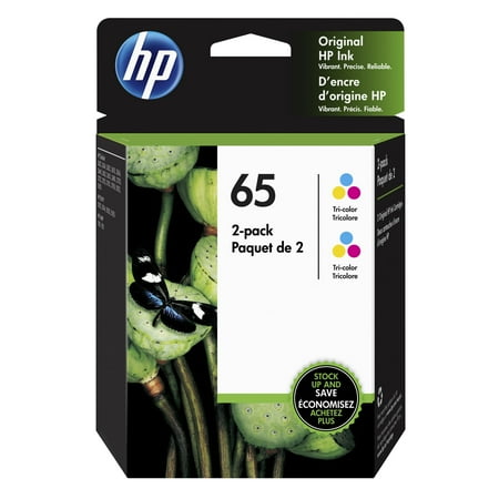 HP 65 2-pack Tri-color Original Ink Cartridges, ~100 pages, 6ZA56AN#140