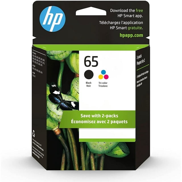 65 2-pack Black/Tri-color Original Ink Cartridges, ~120 pages, T0A36AN#140