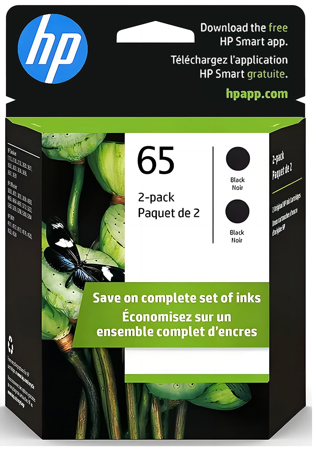 HP 65 Black Ink Cartridges 2 Pack for DeskJet and Envy Printers