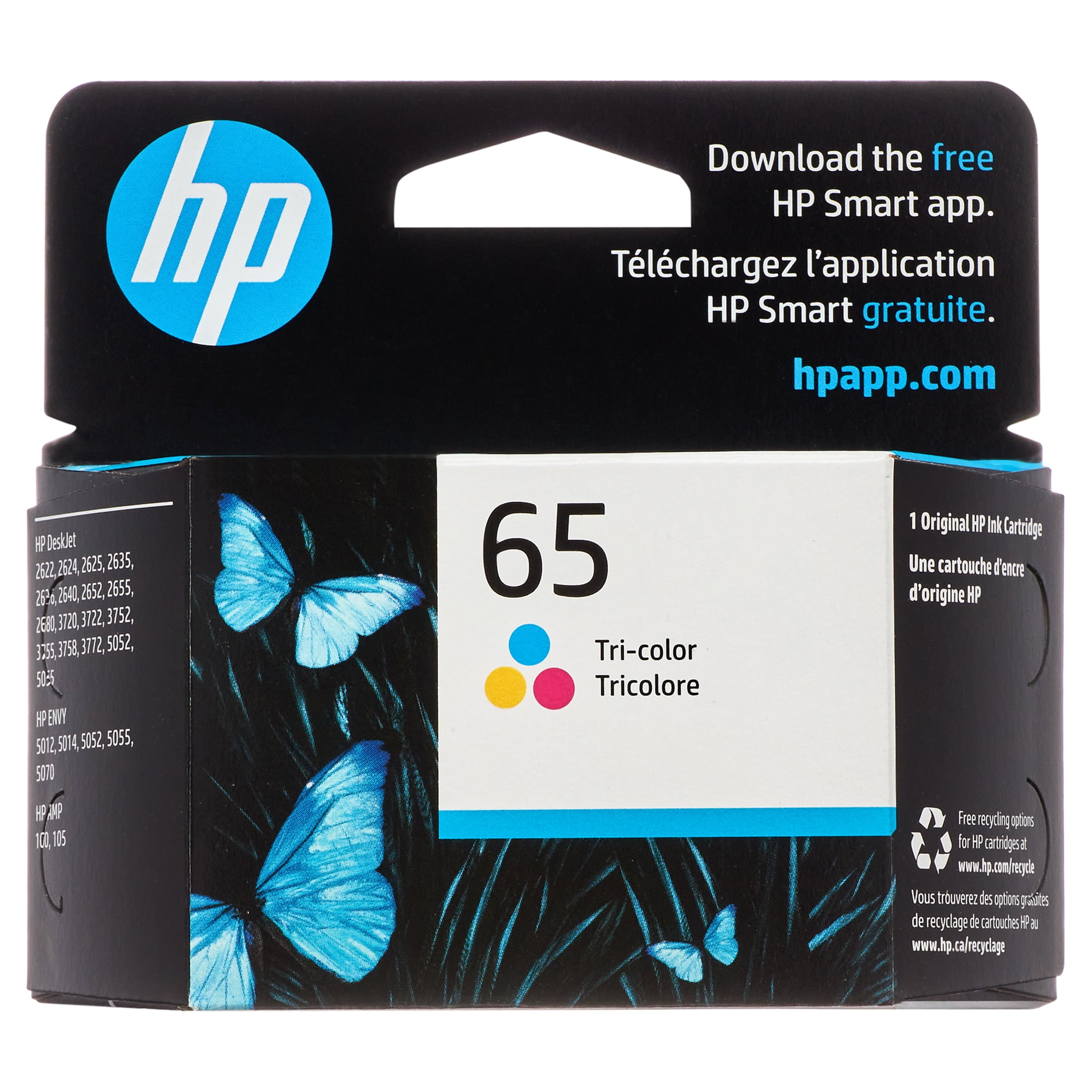 HP 65 Tri-color Original Ink Cartridge, ~100 pages, N9K01AN#140
