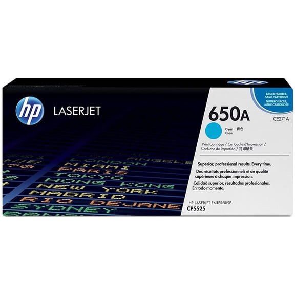 HP 650A Cyan Toner Cartridge | Works Color LaserJet Enterprise CP5525 Series | CE271A