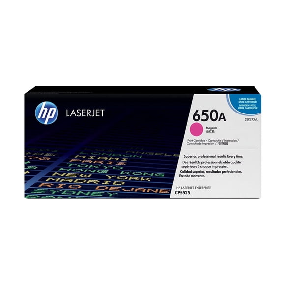 HP 650A Magenta Original LaserJet Toner Cartridge, ~15,000 pages, CE273A. Sold without manufacturer warranty