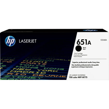 HP 651A Black Original LaserJet Toner Cartridge, ~13,500 pages, CE340A