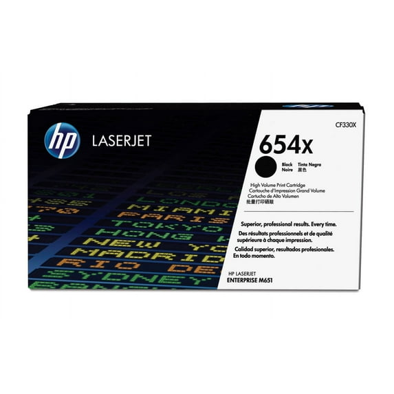 HP 654X High Yield Black Original LaserJet Toner Cartridge, ~20,500 pages,