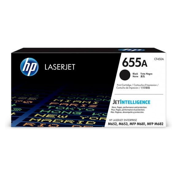 HP 655A Black Original LaserJet Toner Cartridge, ~12,500 pages, CF450A