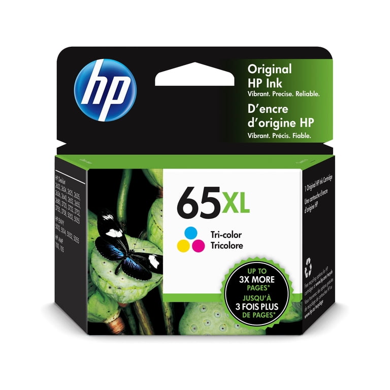 HP 65XL High Yield Tri-Color Original Ink Cartridge (N9K03AN)- Up