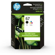 HP 67 Monochrome, Tri-Color Printer Cartridge, Black/Tri-Color, 3YP29AN#140, 2 Pack