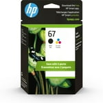 HP 67 Black/Tri-color Ink Cartridges for HP Printers | Works with Printer Series: DeskJet 1255, 2700, 4100; ENVY 6000, 6400 | Eligible for Instant Ink | 3YP29AN