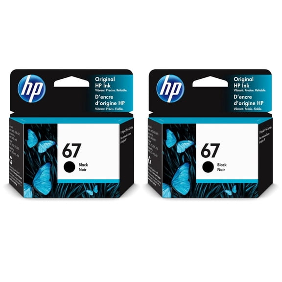 HP 67 Original Ink Cartridge for Select ENVY and Deskjet Printers, Black, 2-Pack