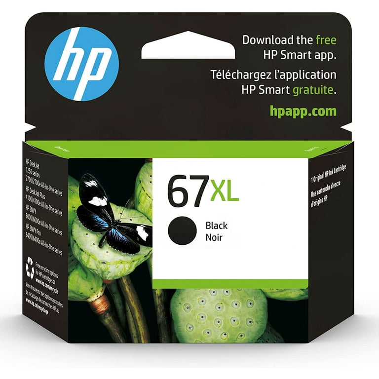 HP 67XL Black High yield Ink Cartridge Works with HP DeskJet 1255 2700 4100 Series HP ENVY 6000 6400 Series Eligible for Instant Ink One Size 3YM57AN Walmart