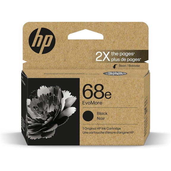 HP 68e EvoMore High Yield Black Ink Cartridge 7FP22TN, 320 Page Yield (Sold Without Manufacturer Warranty)