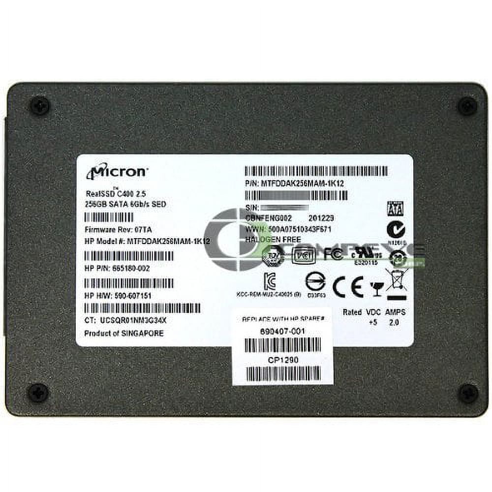 HP 690407-001 256GB Solid State Drive (SSD) - SATA III interface, with Self-Encrypting Drive (SED) technology - Does not include bracket or screws