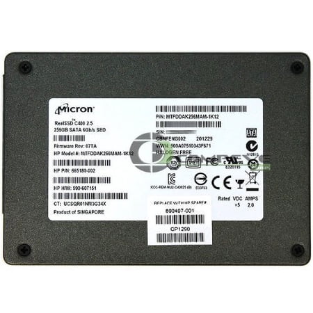 HP 690407-001 256GB Solid State Drive (SSD) - SATA III interface, with Self-Encrypting Drive (SED) technology - Does not include bracket or screws