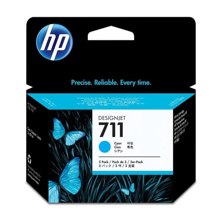 HP 711 3-pack 29-ml Cyan DesignJet Ink Cartridges, CZ134A