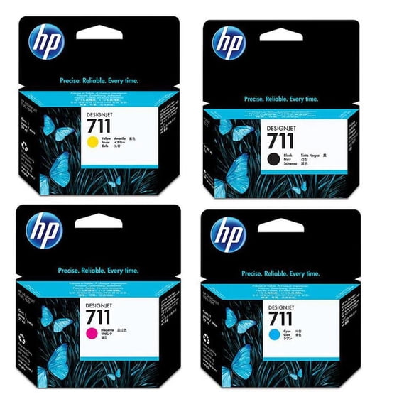 HP 711 Black, Cyan, Magenta, Yellow Ink Cartridge 4 Pack