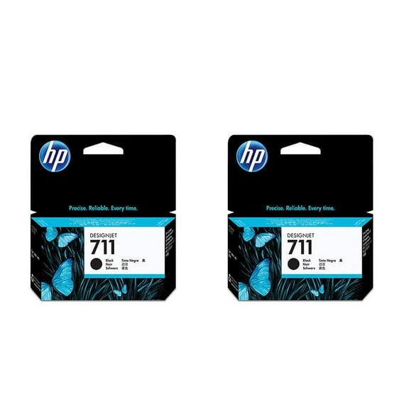 HP 711 Ink Printer Cartridge, Black Noir, 2 Pack