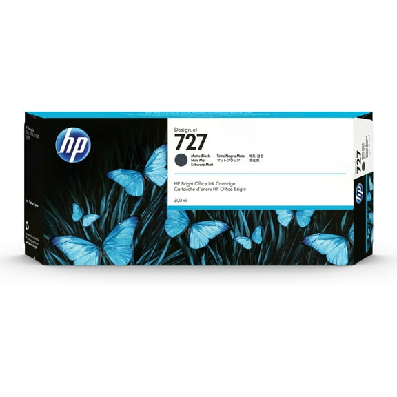 HP 727 300-ml Matte Black DesignJet Ink Cartridge, C1Q12A