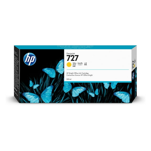 HP 727 300-ml Yellow DesignJet Ink Cartridge, F9J78A