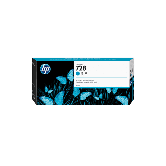 HP 728 300-ml Cyan DesignJet Ink Cartridge, F9K17A