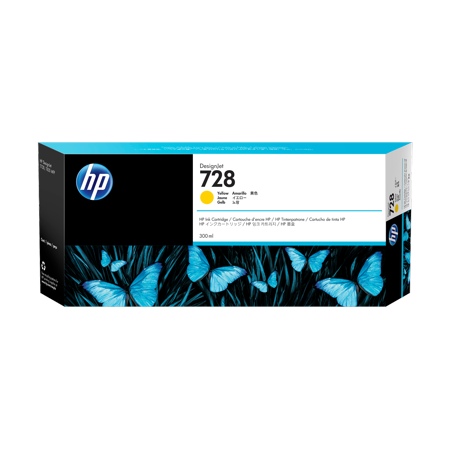 HP 728 300-ml Yellow DesignJet Ink Cartridge, F9K15A
