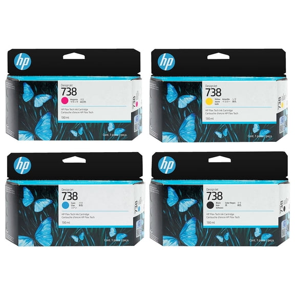 HP 738 130ml Black/Cyan/Magenta/Yellow DesignJet Ink Cartridge for T850, T950 Series Printers