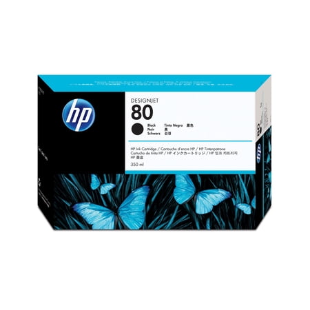 HP 80 350-ml Black DesignJet Ink Cartridge, 4400 pages, C4871A