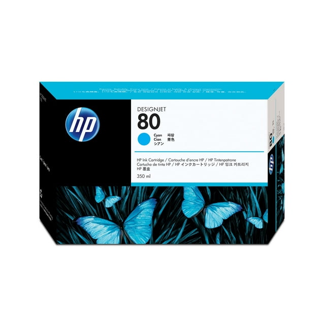 HP 80 350-ml Cyan DesignJet Ink Cartridge, 4400 pages, C4846A