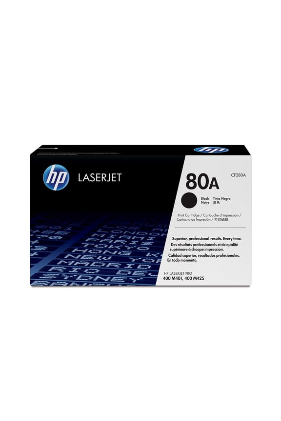 HP 80A Black Original LaserJet Toner Cartridge, ~2,560 pages, CF280A