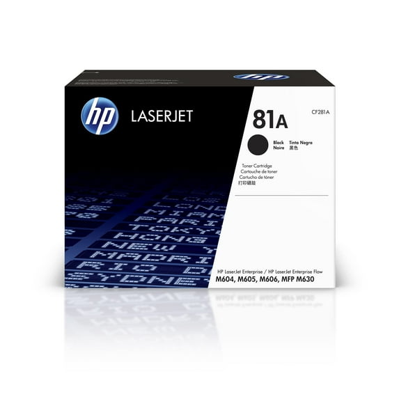 HP 81A Black Toner Cartridge | Works with HP LaserJet Enterprise M604, M605, M606 Series; HP LaserJet Enterprise MFP M630 Series | CF281A