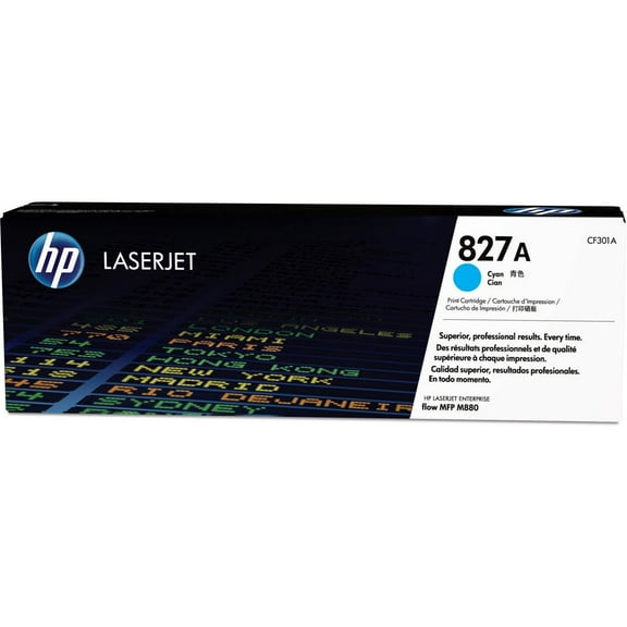 HP 827A Color LaserJet Enterprise Flow M880/M855 Cyan Multifunctional Printer Toner Cartridge, 32,000 Pages