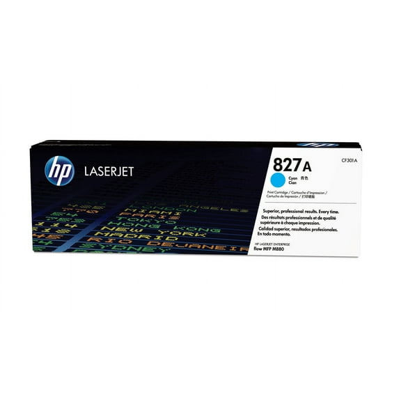 HP 827A Cyan Original LaserJet Toner Cartridge, ~32,000 pages, CF301A