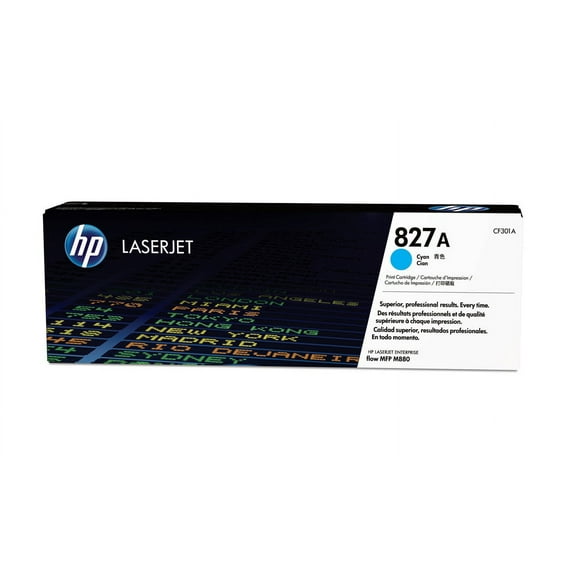 HP 827A Cyan Original LaserJet Toner Cartridge, ~32,000 pages, CF301A
