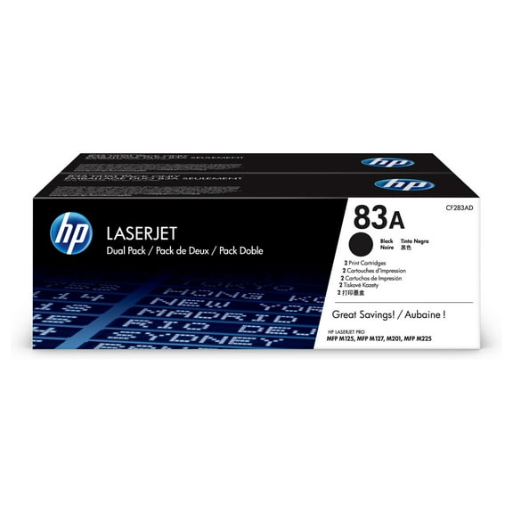 HP 83A 2-pack Black Original LaserJet Toner Cartridges, Per cartridge: 1,500