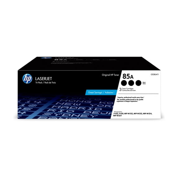 HP 85A 3-pack Black Original LaserJet Toner Cartridges, ~1,600 pages, CE285AT1