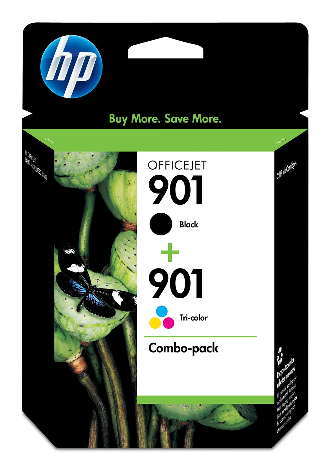 HP 901 2-pack Black/Tri-color Original Ink Cartridges, ~200 pages, CN069FN#140 - image 1 of 8