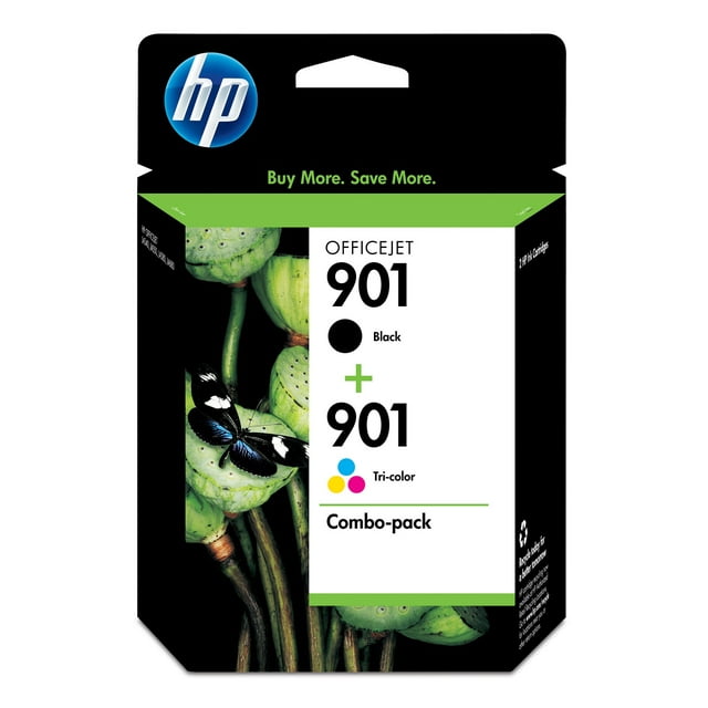 HP 901 2-pack Black/Tri-color Original Ink Cartridges, ~200 pages, CN069FN#140